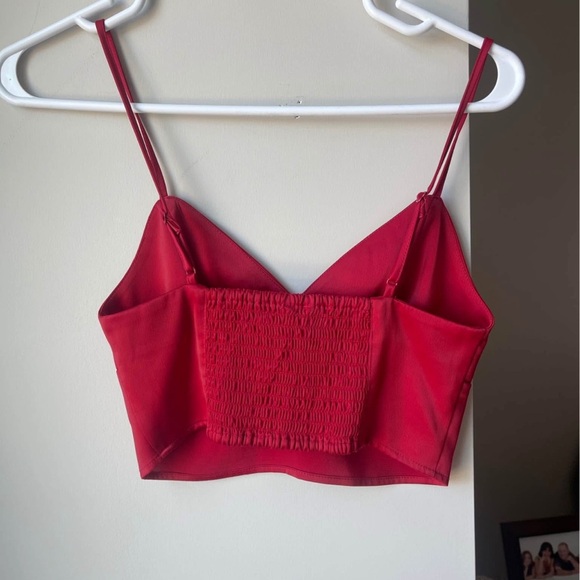 Garage Red Spaghetti Strap Silk Crop Top XS - Picture 2 of 2